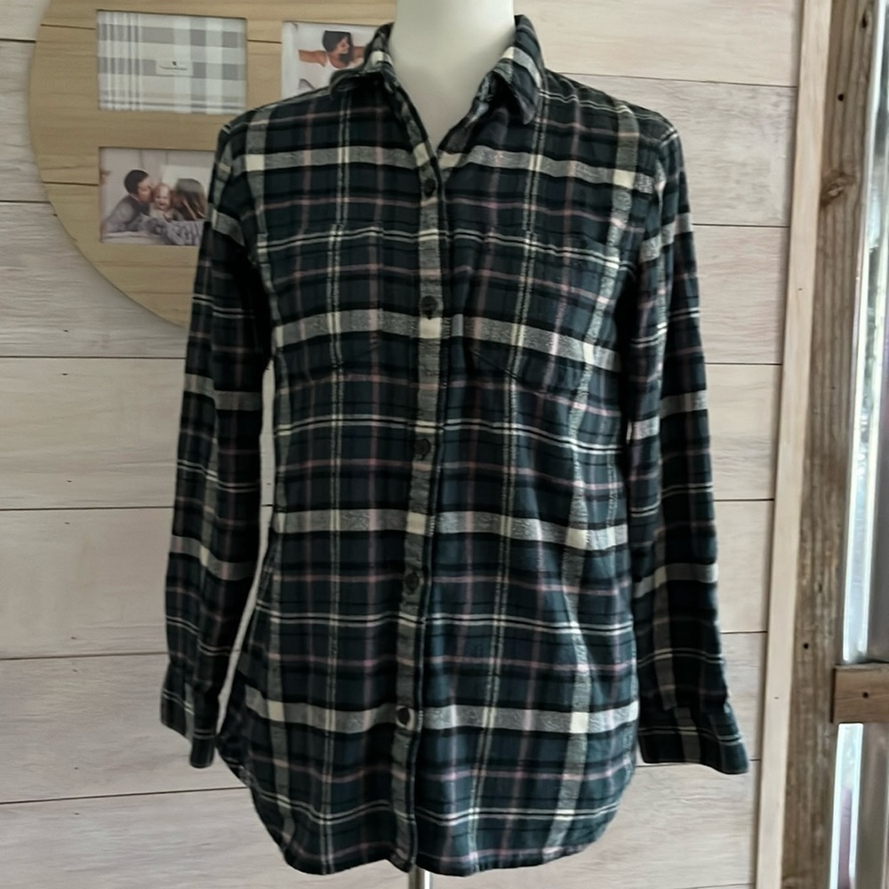 Madewell Green Plaid Top XS